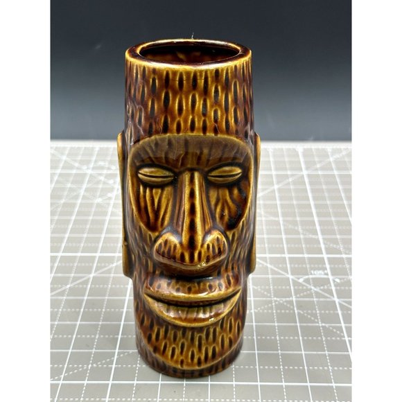 Vintage Rootbeer Color Tiki Mug Signed Orchards of Hawaii  Vintage Rootbeer Color Tiki Mug signed Orchards of Hawaii